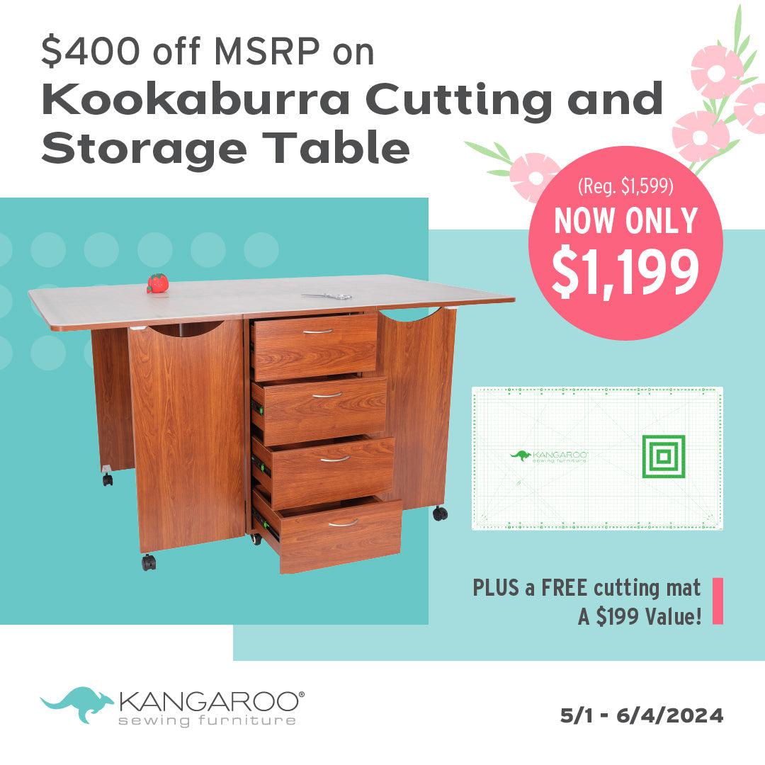 Kookaburra Cutting Table Teak-Kangaroo Sewing Furniture-My Favorite Quilt Store