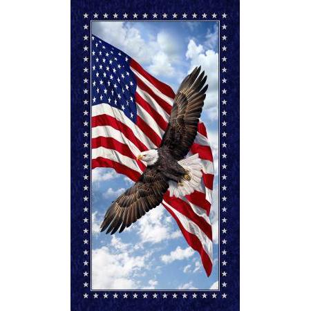 Land of the Free Multi Patriotic Eagle 24" Panel