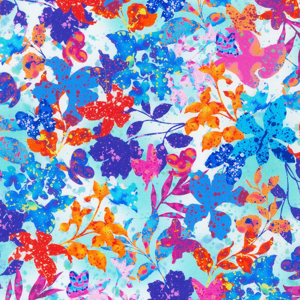 Leaflet Sky Floral Foliage Fabric-Robert Kaufman-My Favorite Quilt Store