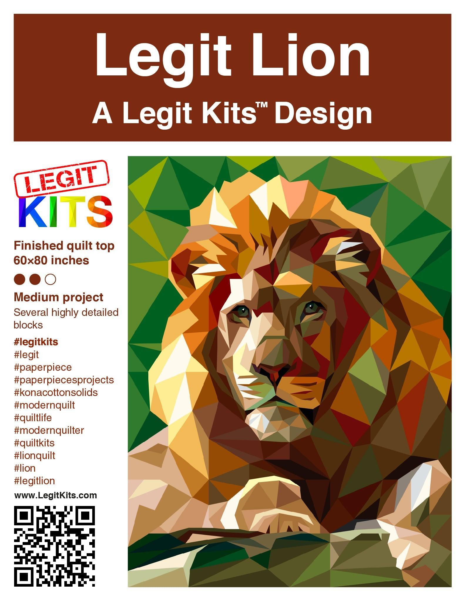 Legit Lion Pattern-Legit Kits-My Favorite Quilt Store