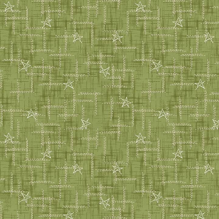 Let it Snow Star Texture Green Flannel Fabric