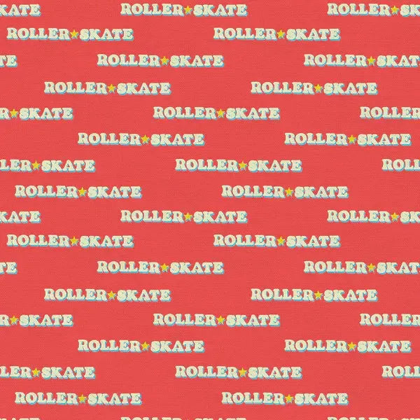 Let the Good Times Roll Red Orange Roller Skate Fabric