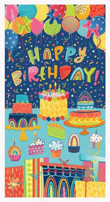 Let's Eat Cake Navy Birthday 24" Panel-Blank Quilting Corporation-My Favorite Quilt Store