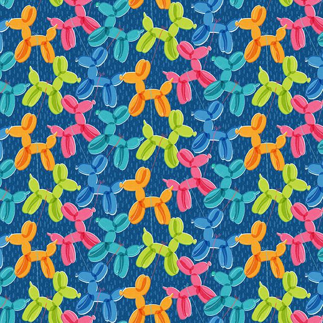 Let's Eat Cake Navy Dog Balloons Fabric-Blank Quilting Corporation-My Favorite Quilt Store