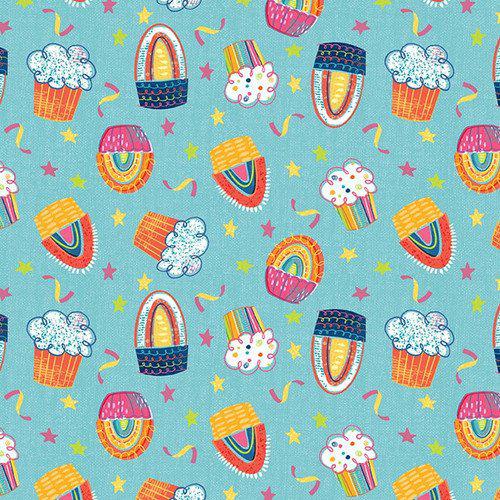 Let's Eat Cake Turquoise Cupcakes Fabric-Blank Quilting Corporation-My Favorite Quilt Store