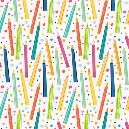 Let's Eat Cake White Birthday Candles Fabric-Blank Quilting Corporation-My Favorite Quilt Store