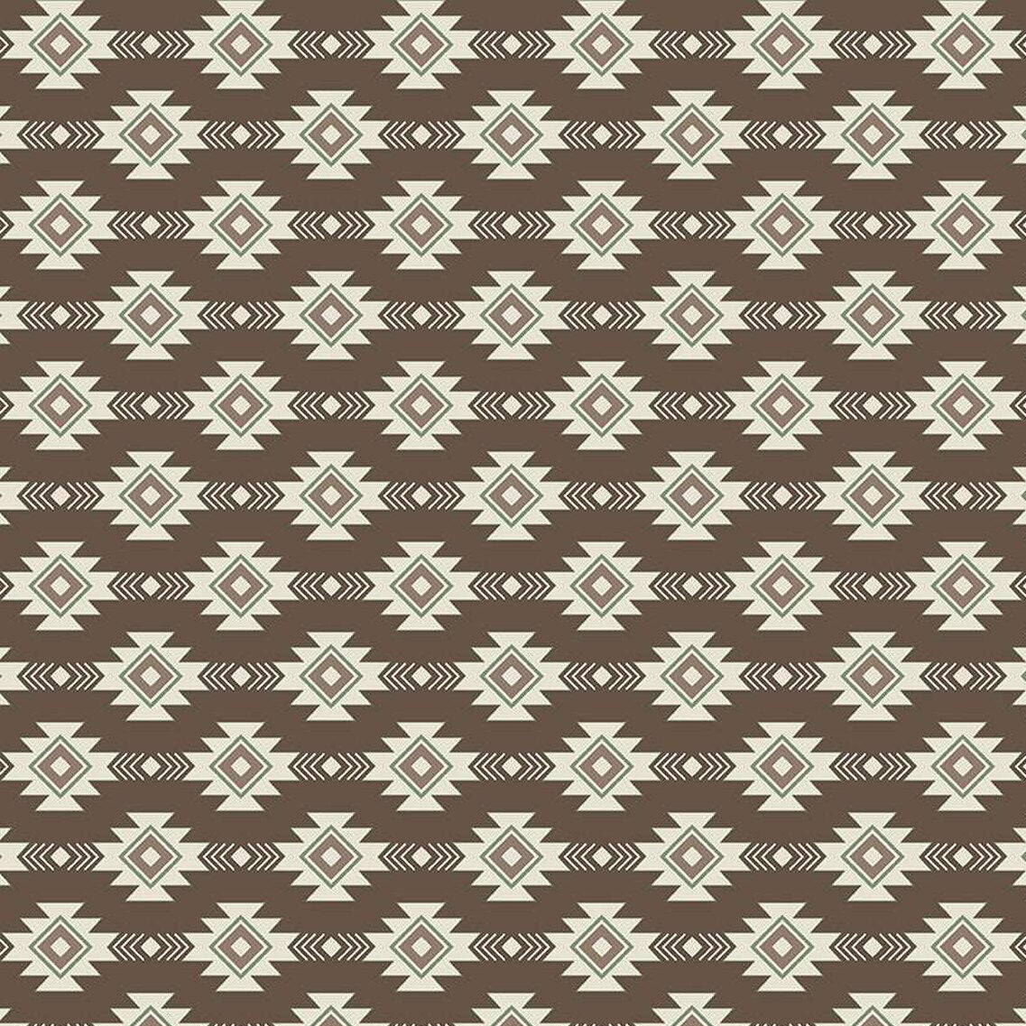 Let's Get Lost in the Woods Brown Geometric Fabric