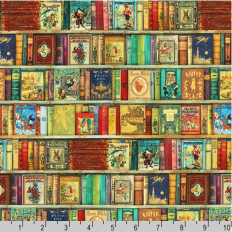 Library of Rarities Antique Book Shelf Small Print Fabric-Robert Kaufman-My Favorite Quilt Store
