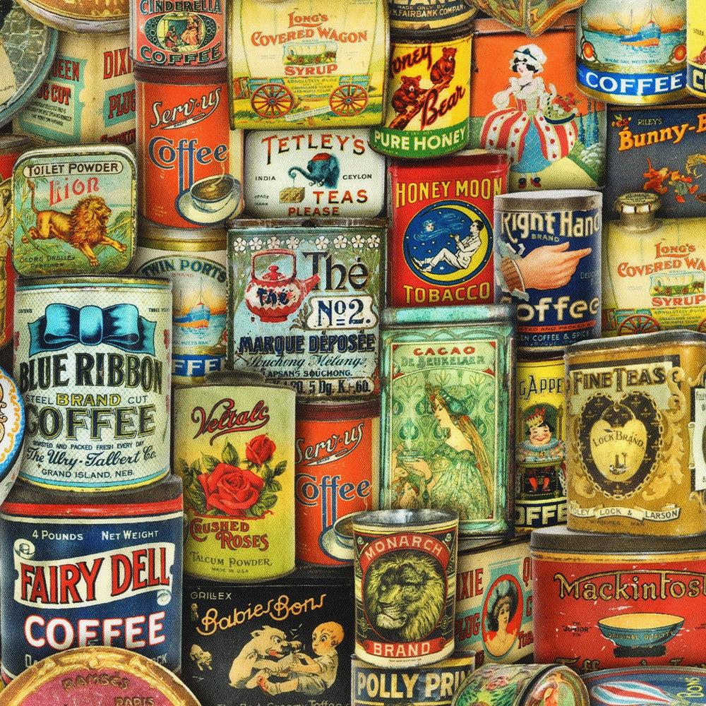 Library of Rarities Antique Coffee Cans Fabric