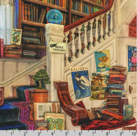 Library of Rarities Antique Library Scene Fabric-Robert Kaufman-My Favorite Quilt Store