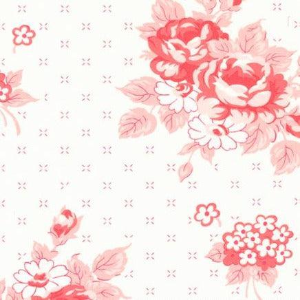 Lighthearted Cream Pink Rosy Large Floral Fabric-Moda Fabrics-My Favorite Quilt Store