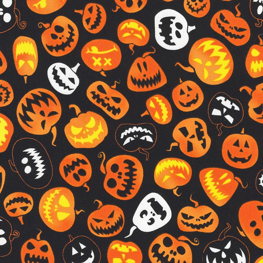 Lights Out Ember Glow Pumpkins Fabric-Robert Kaufman-My Favorite Quilt Store
