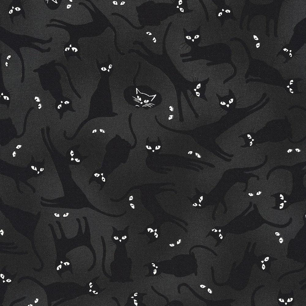 Lights Out Shadow Black Cat Eyes Fabric-Robert Kaufman-My Favorite Quilt Store