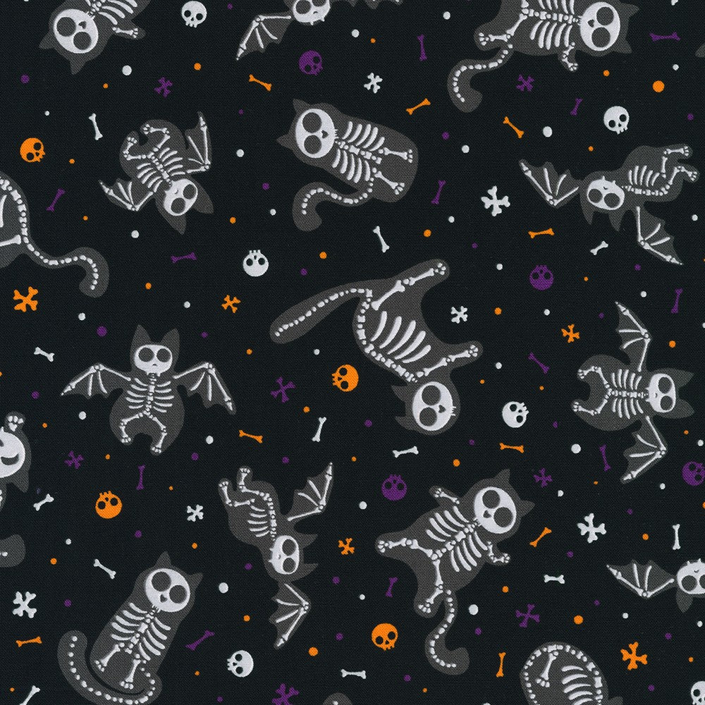 Lights Out Spooky Skeleton Animals Fabric