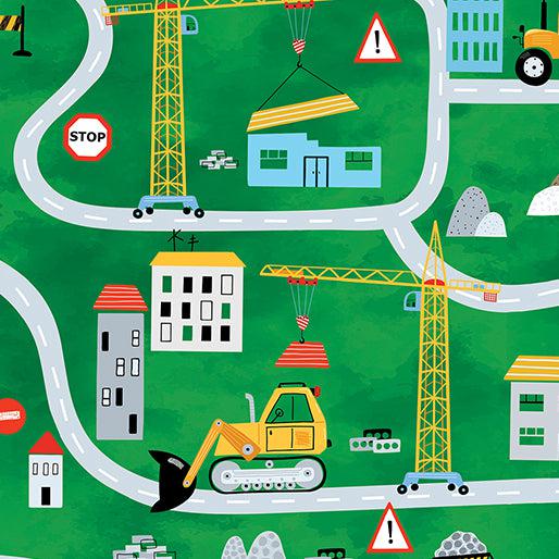 Little Builder Green Construction Zone Fabric