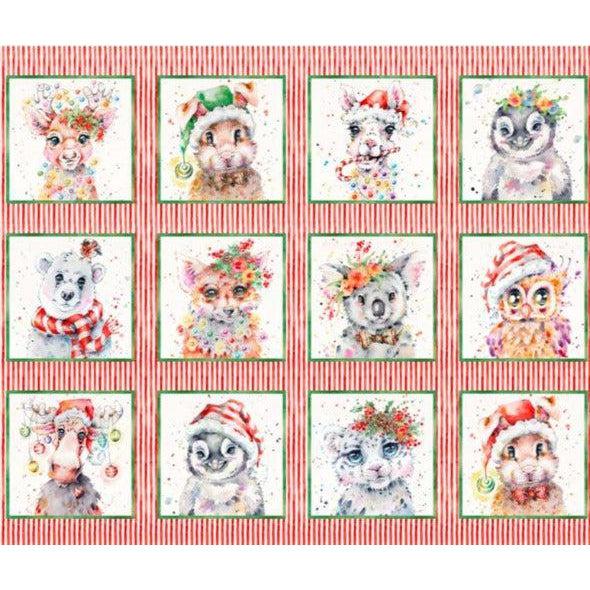 Little Darlings Christmas Red Stripe Critters 36" Panel-P & B Textiles-My Favorite Quilt Store