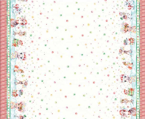 Little Darlings Christmas White Ornament Critter Fabric-P & B Textiles-My Favorite Quilt Store