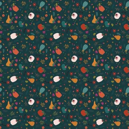 Little Witch Jade Pumpkin Patch Fabric