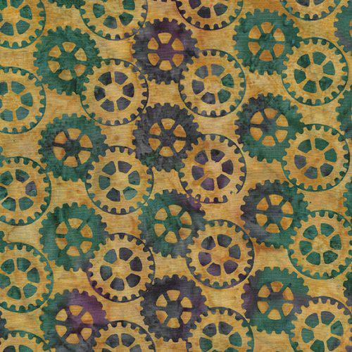 Local Motion Brown Ecru Gears Batik Fabric-Island Batik-My Favorite Quilt Store