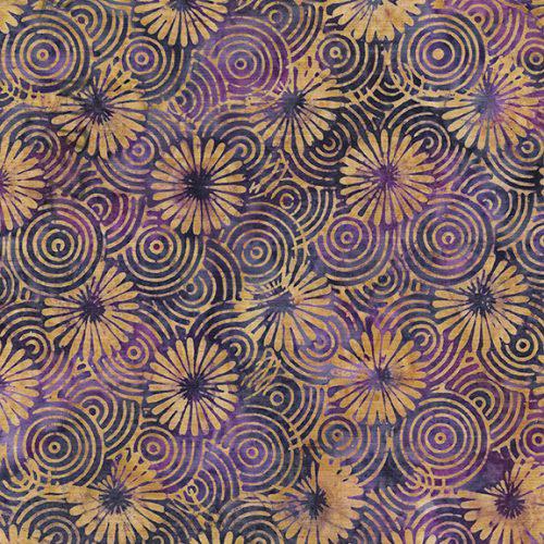 Local Motion Purple Boysenberry Optic Flower Batik Fabric