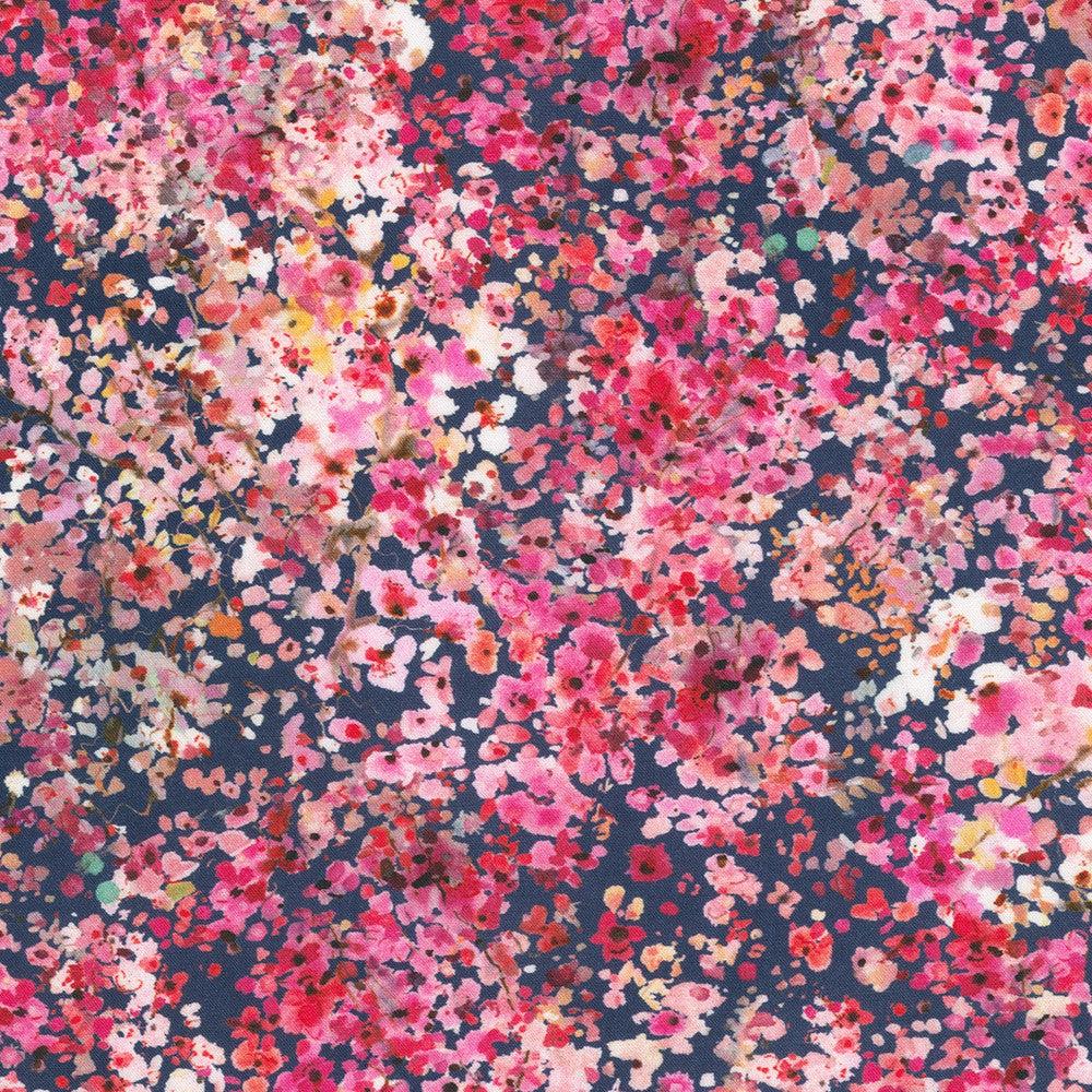 Lotus and Koi Navy Blossoms Fabric-Robert Kaufman-My Favorite Quilt Store