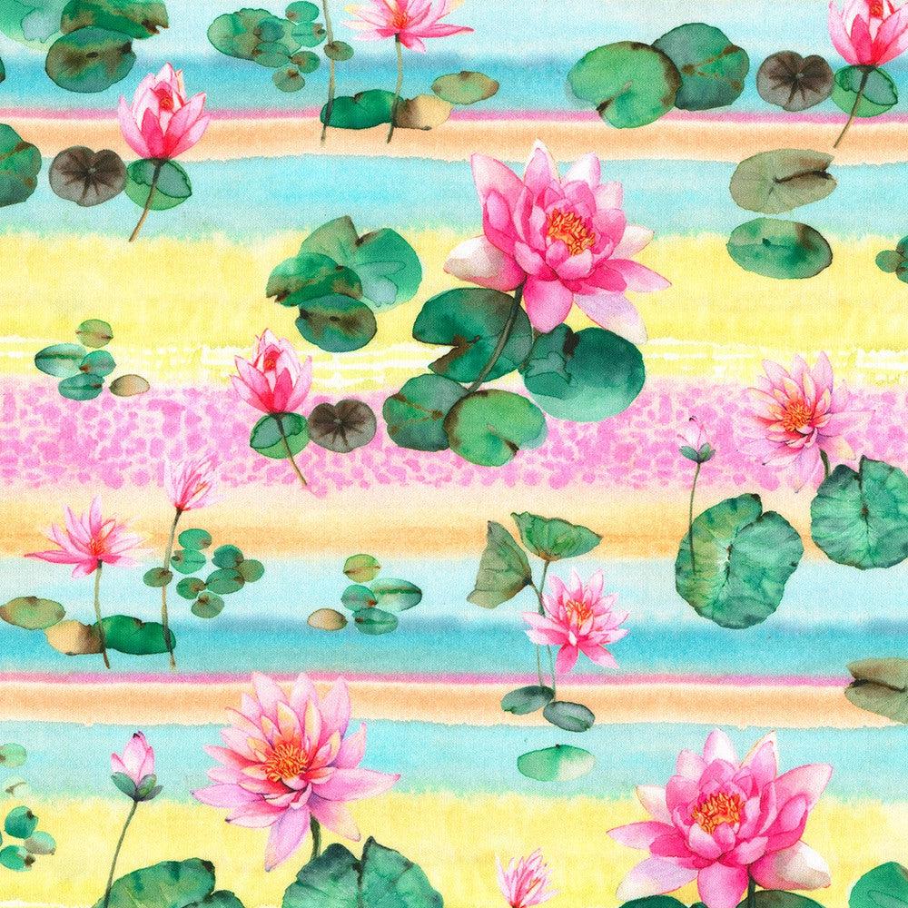 Lotus and Koi Spring Lotus Stripe Fabric