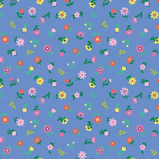 Love Grows Here Periwinkle Sweet Flowers Fabric-Benartex Fabrics-My Favorite Quilt Store