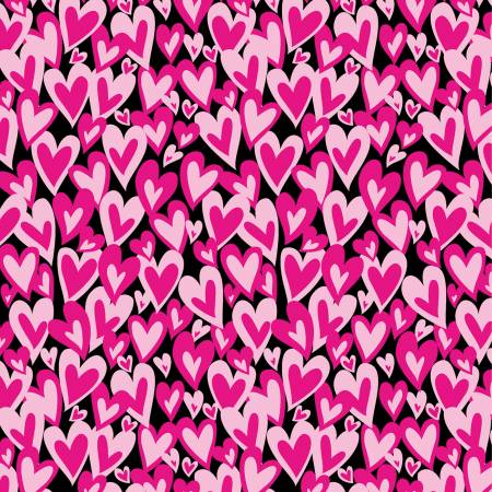 Love You Fur-Ever Black Hearts Forever-Benartex Fabrics-My Favorite Quilt Store