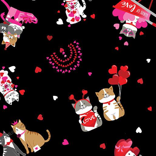 Love You Fur-Ever Black Kitty Love-Benartex Fabrics-My Favorite Quilt Store