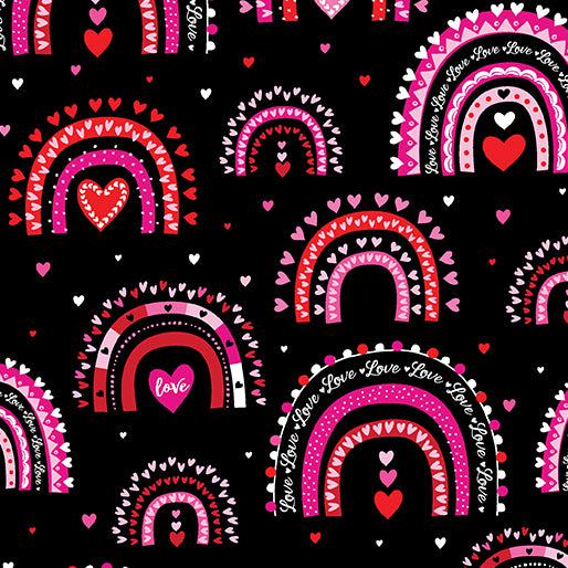 Love You Fur-Ever Black Rainbow Love-Benartex Fabrics-My Favorite Quilt Store