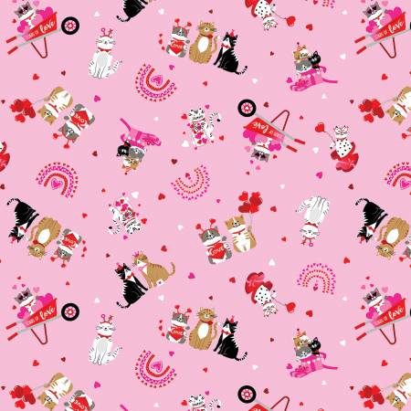 Love You Fur-Ever Pink Kitty Love-Benartex Fabrics-My Favorite Quilt Store