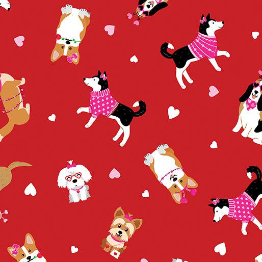 Love You Fur-Ever Red Puppy Love-Benartex Fabrics-My Favorite Quilt Store