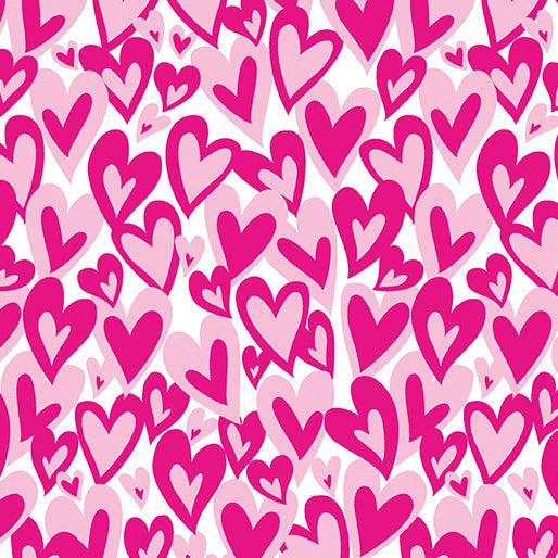 Love You Fur-Ever White/Pink Hearts Forever-Benartex Fabrics-My Favorite Quilt Store