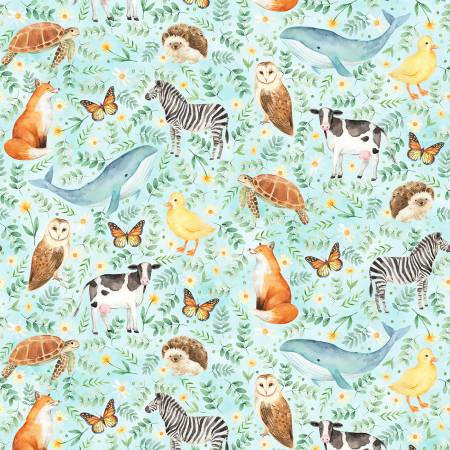 Love and Learning Sky Animal Fabric