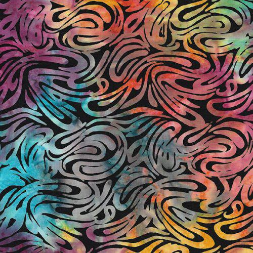 Love and Peace Black Far Out Swirl Batik Fabric