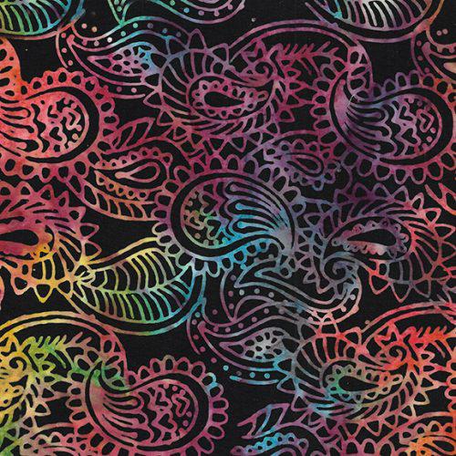 Love and Peace Black Groovy Paisley Batik Fabric-Island Batik-My Favorite Quilt Store