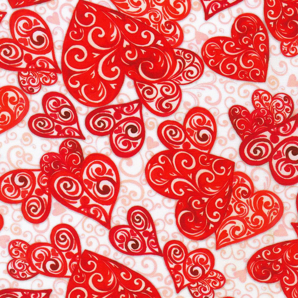 Lovely Day White Sugar Hearts Fabric