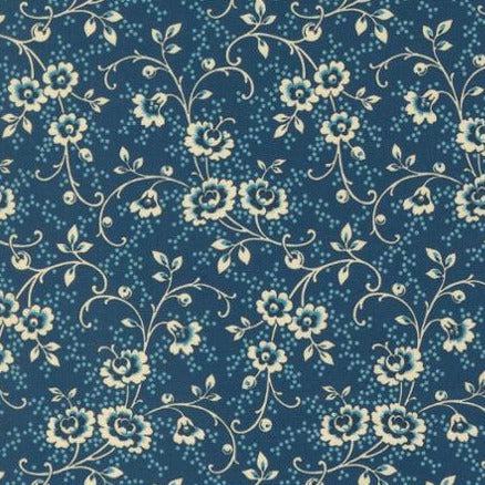 Lydias Lace Indigo Bouquet Floral Vines Fabric-Moda Fabrics-My Favorite Quilt Store