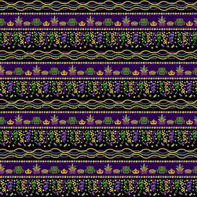 Mardi Gras Feathers Beads Carnival Fabric by Quilting Treasures