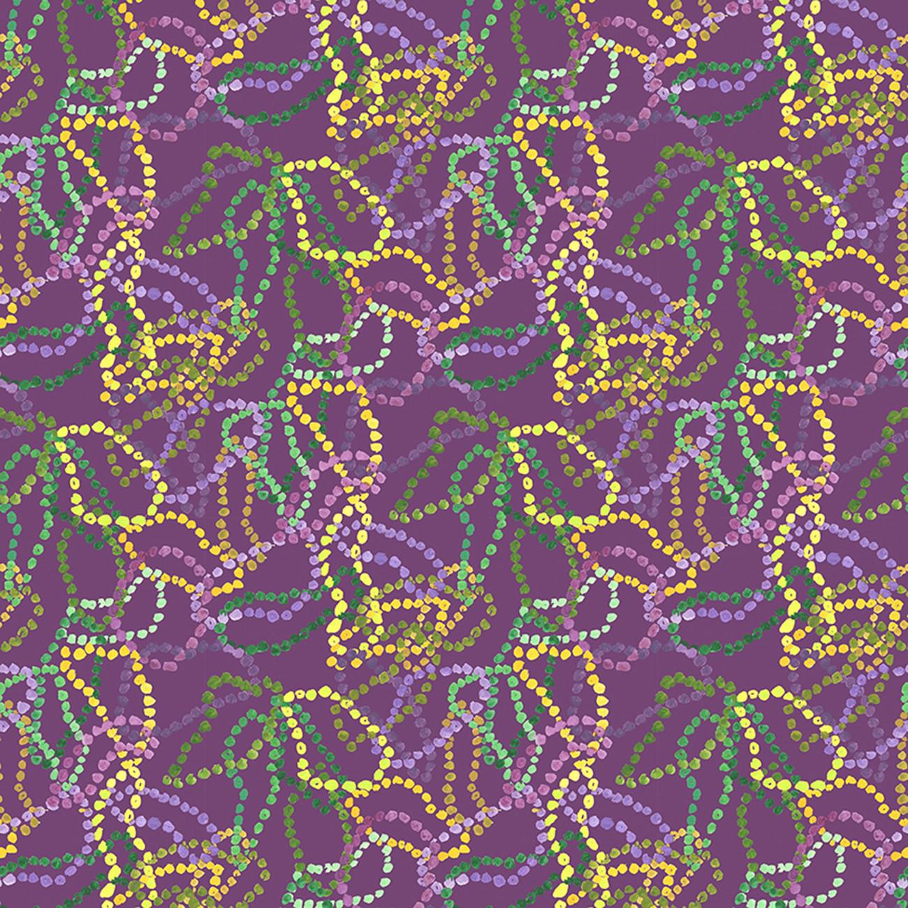 Mardi Party Grape Mardi Beads Fabric – End of Bolt – 20″ × 44/45″