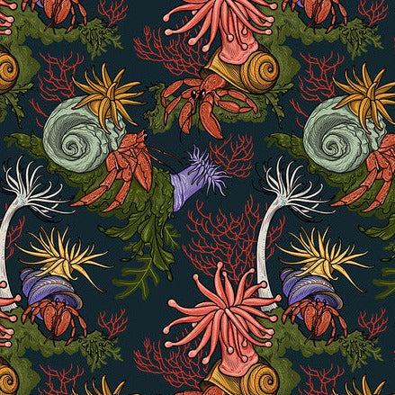 Mariana Multi Hermit Crab Hideaway Fabric-Free Spirit Fabrics-My Favorite Quilt Store