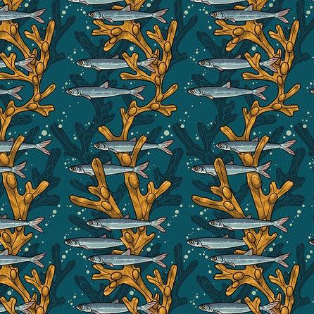 Mariana Teal  Artful Anchovy Fabric