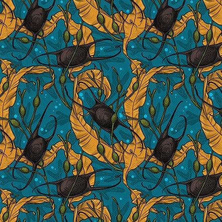 Mariana Teal Mermaid's Purse Fabric