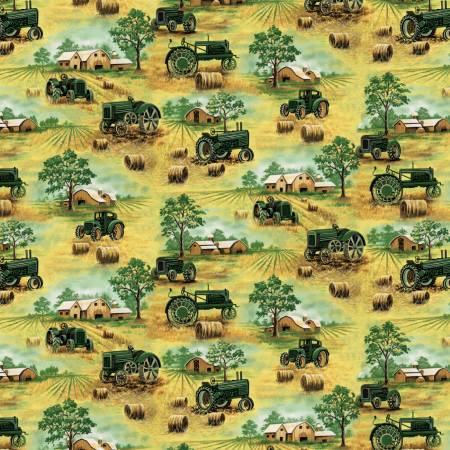 Marigold Homestead Multi Field & Tractor Fabric-Camelot Fabrics-My Favorite Quilt Store