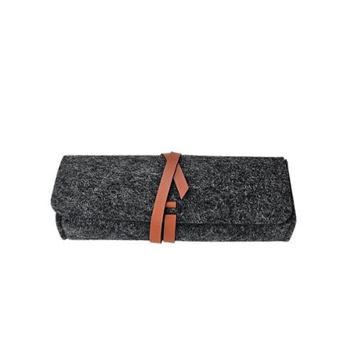 Meori Dark Grey Felt Notion Pencil Pouch-Moda Fabrics-My Favorite Quilt Store