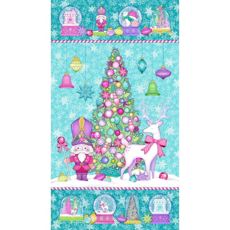 Merry and Bright Turquoise Multi Digital Print 24" Panel-Northcott Fabrics-My Favorite Quilt Store