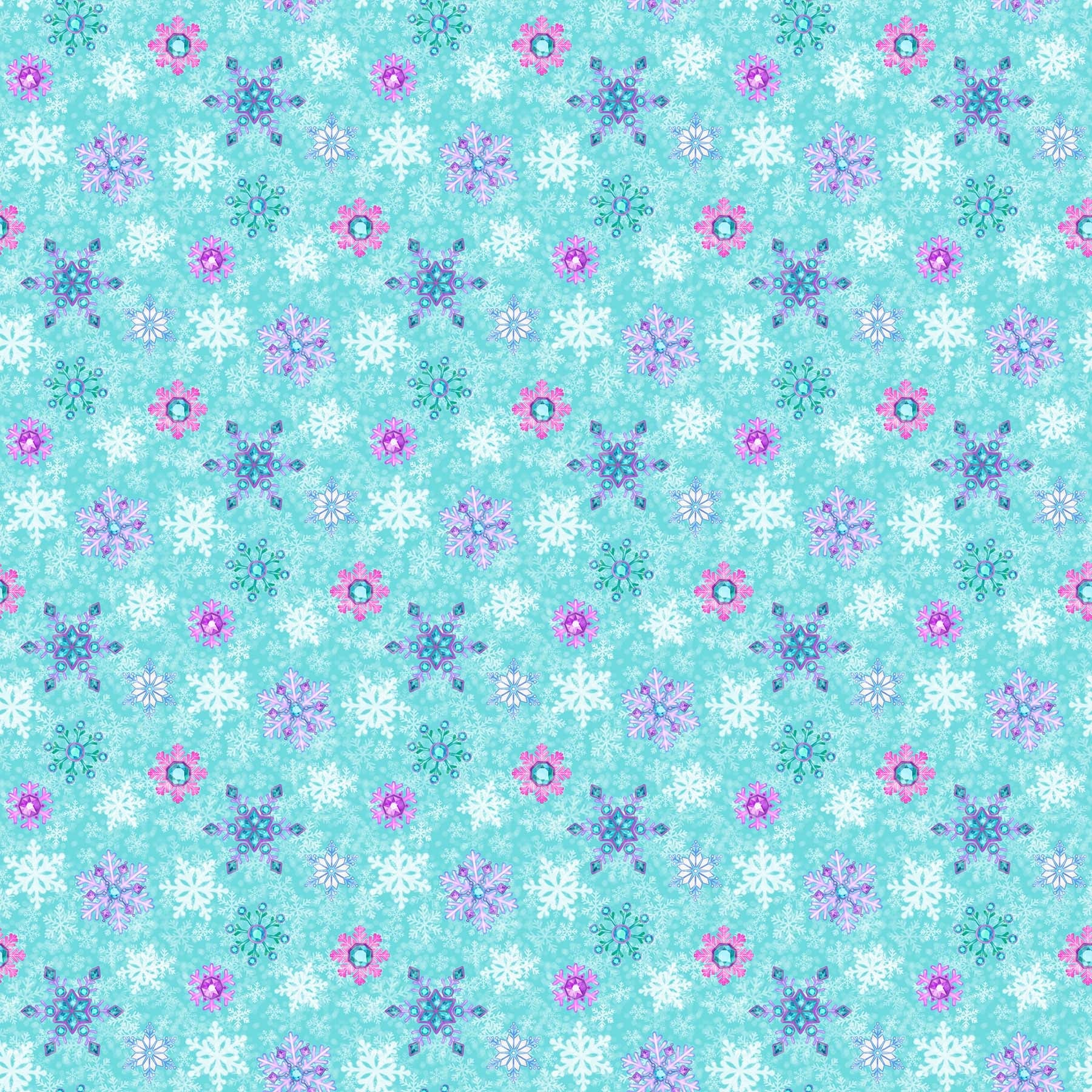 Merry and Bright Turquoise Multi Snowflakes Fabric-Northcott Fabrics-My Favorite Quilt Store