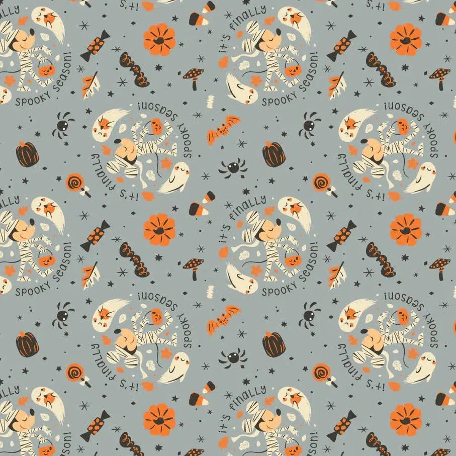 Mickey & Friends Grey Spooky Season Fabric