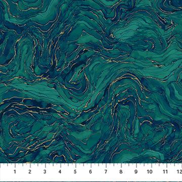 Midas Touch Dark Teal Swirl Texture Fabric-Northcott Fabrics-My Favorite Quilt Store