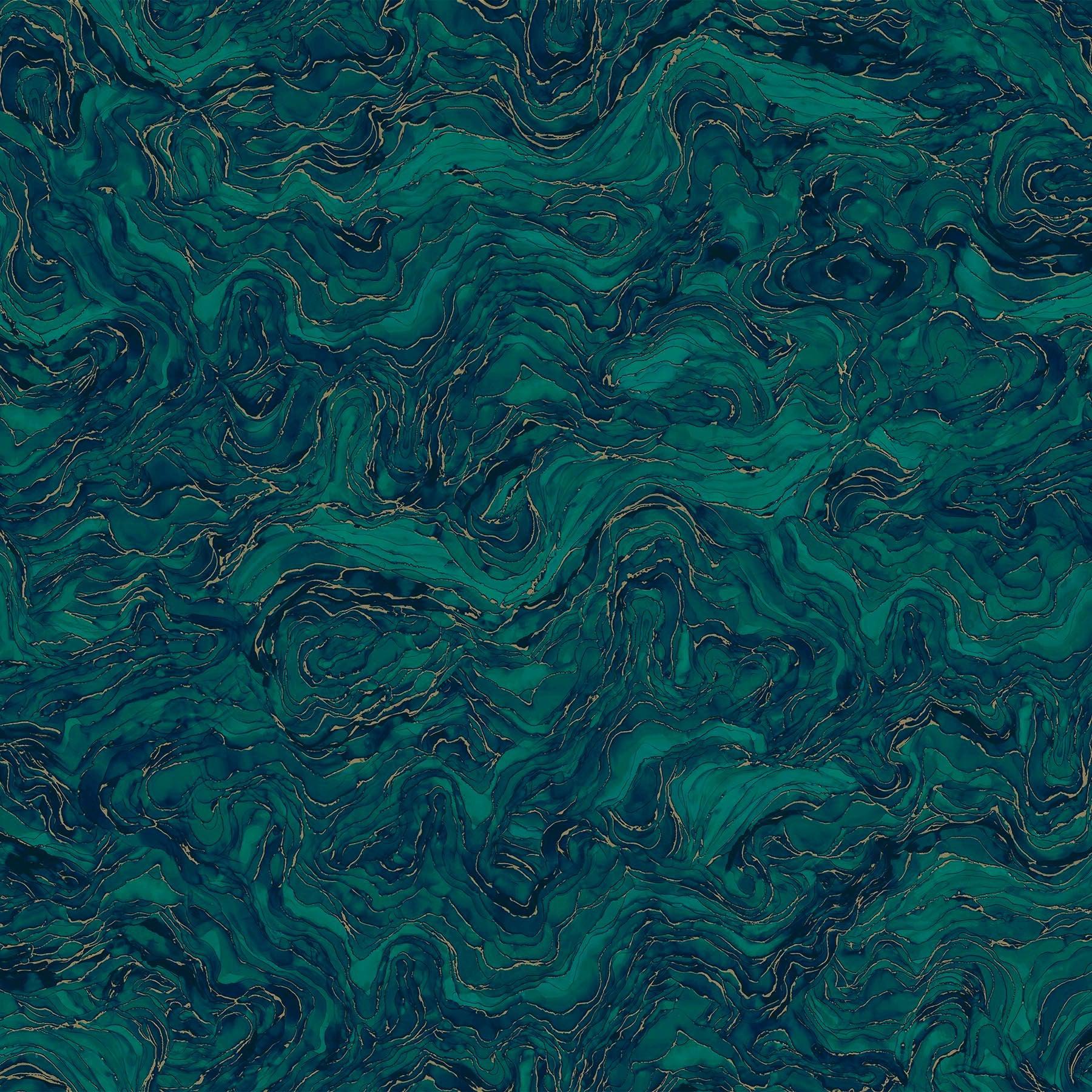 Midas Touch Dark Teal Swirl Texture Fabric